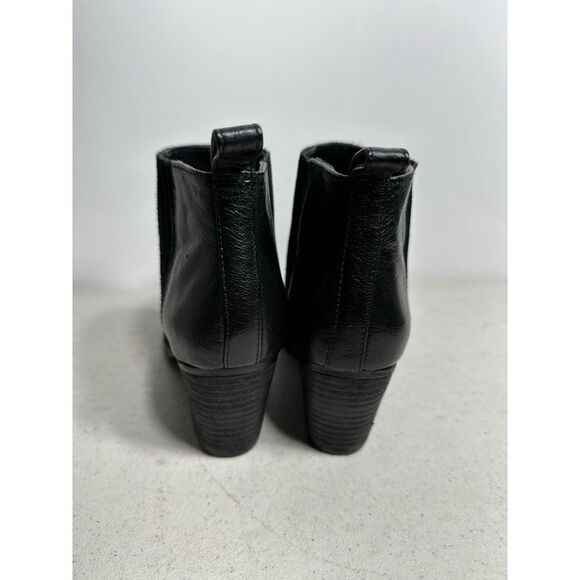Nine West Size 5M Black Suede Leather Ankle Boots Booties Block Heel Slip On - Picture 3 of 6